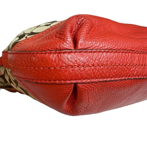 Auth Used COACH Crossbody Shoulder Hobo Bag Canvas Leather Outer Pocket Logo C - Picture 9 of 12